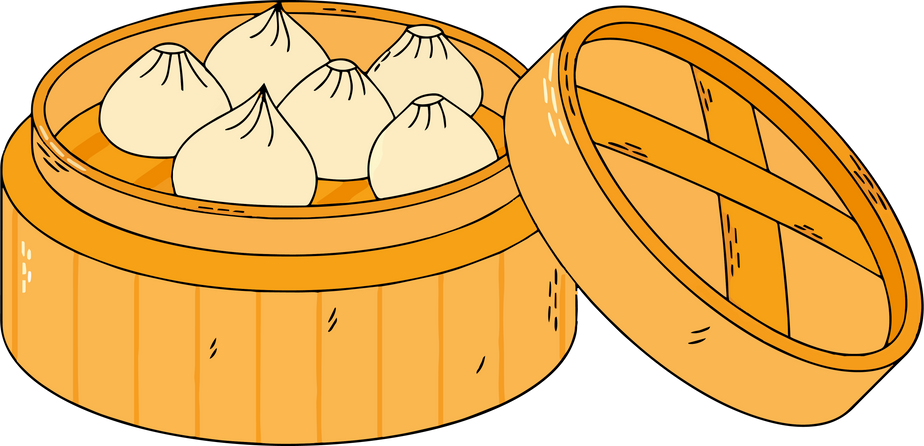 Dumplings In Bamboo Steamer Box